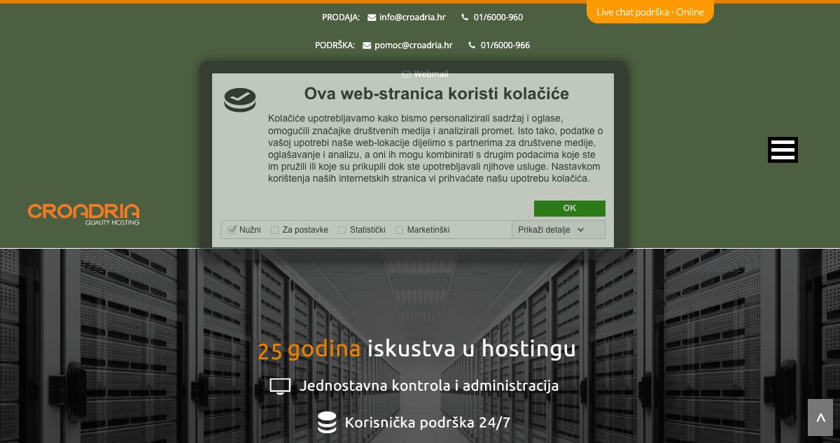 Homepage of Hosting Croadria hosting