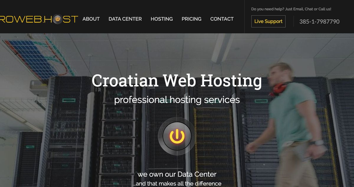 Homepage of Croatian Web Hosting hosting