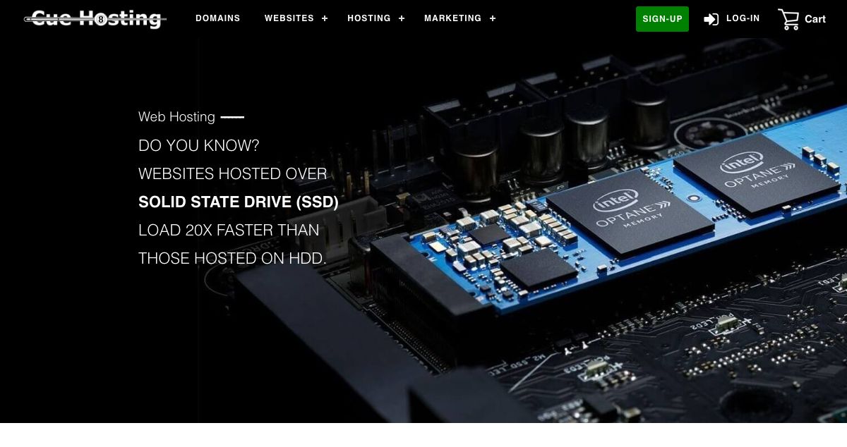Homepage of Cue Hosting hosting