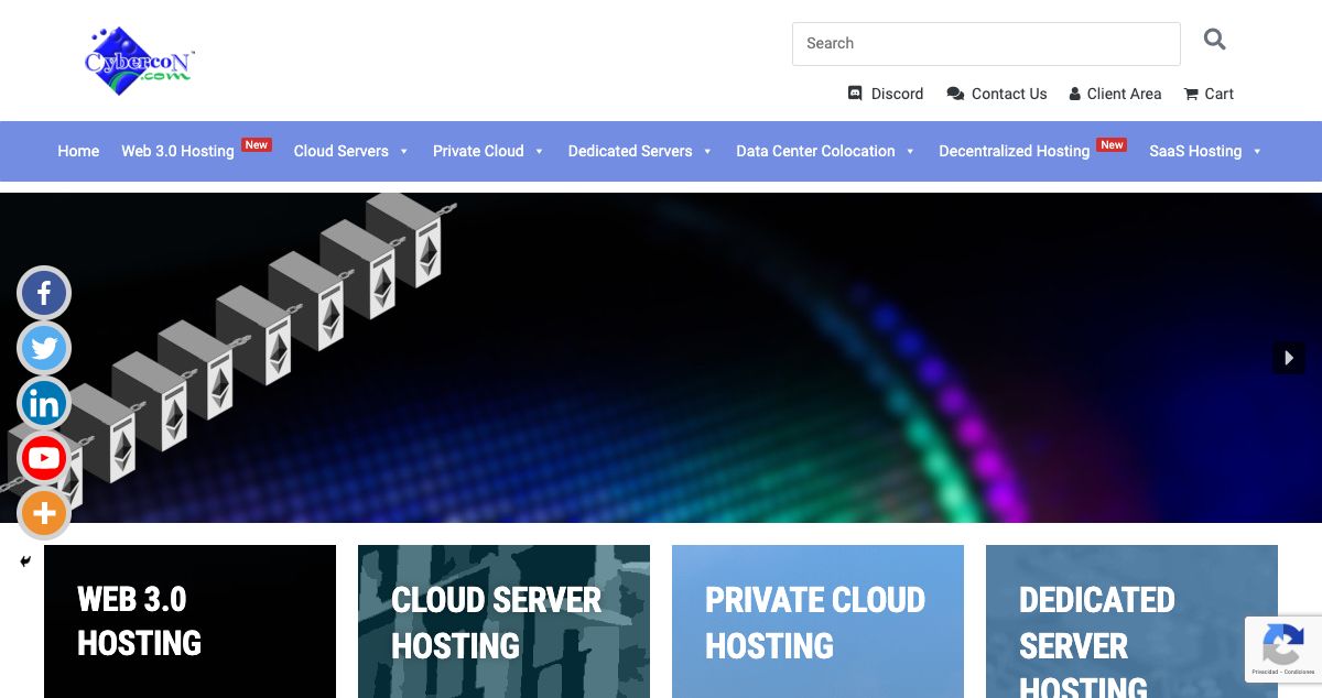 Homepage of Cybercon hosting