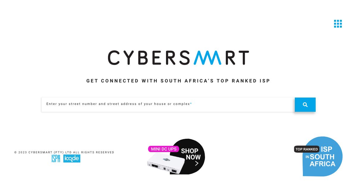 Homepage of CyberSmart hosting