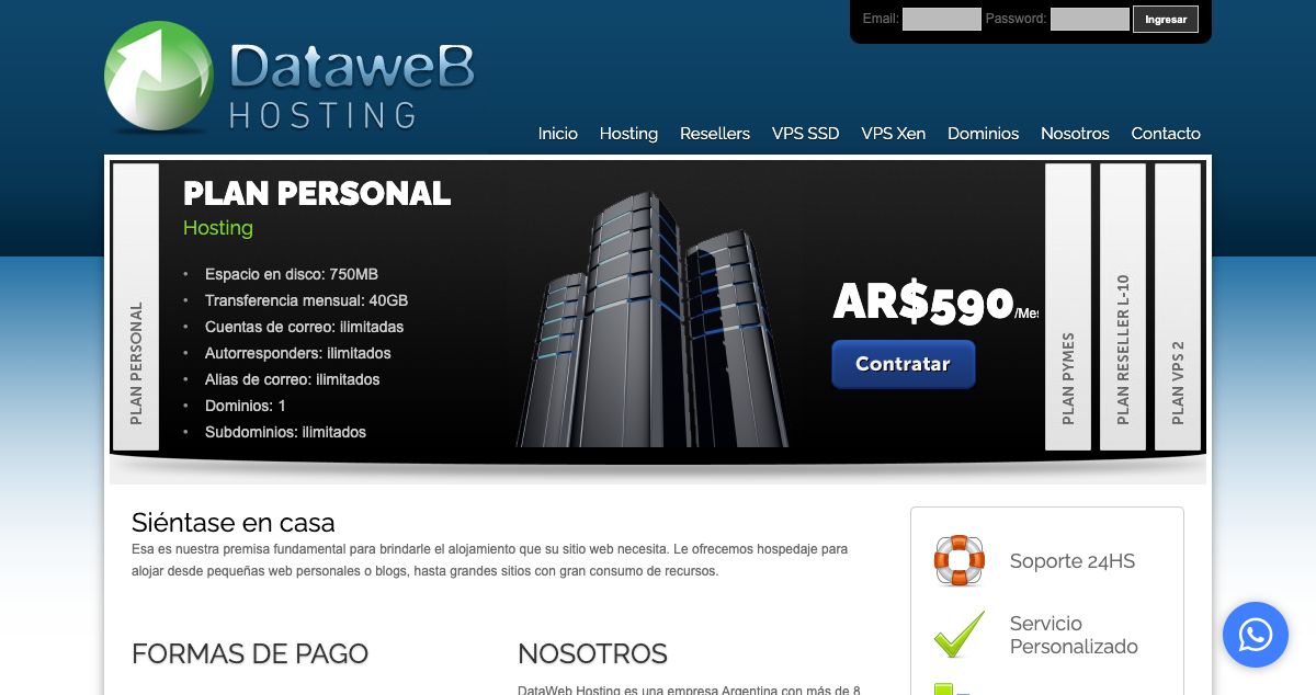 Homepage of Dataweb Hosting hosting