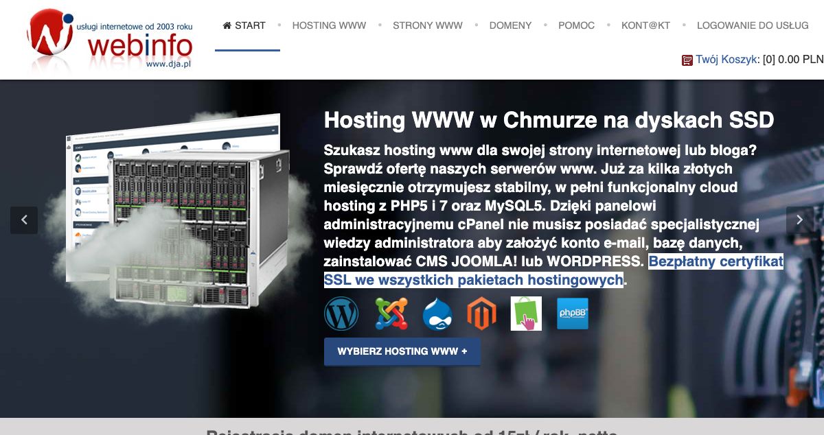 Homepage of Hosting DJA.PL hosting