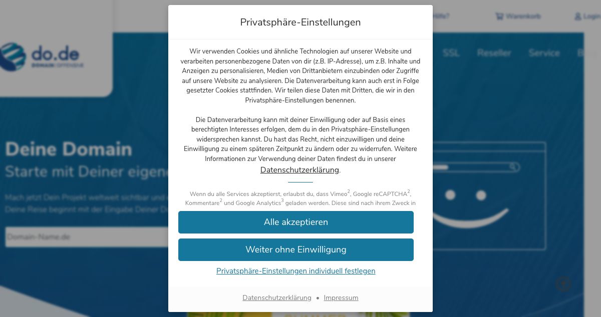 Homepage of Do.de hosting