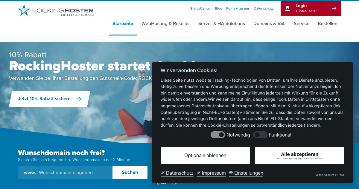 Homepage of Domain & Webspace Tremmel hosting