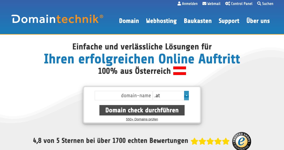 Homepage of Domaintechnik hosting