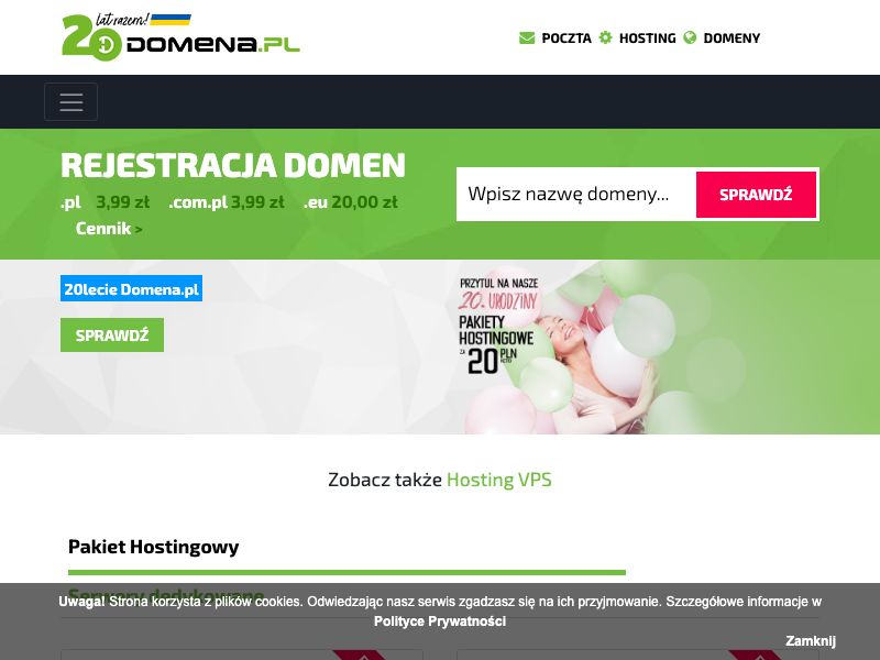 Homepage of Domena.pl hosting