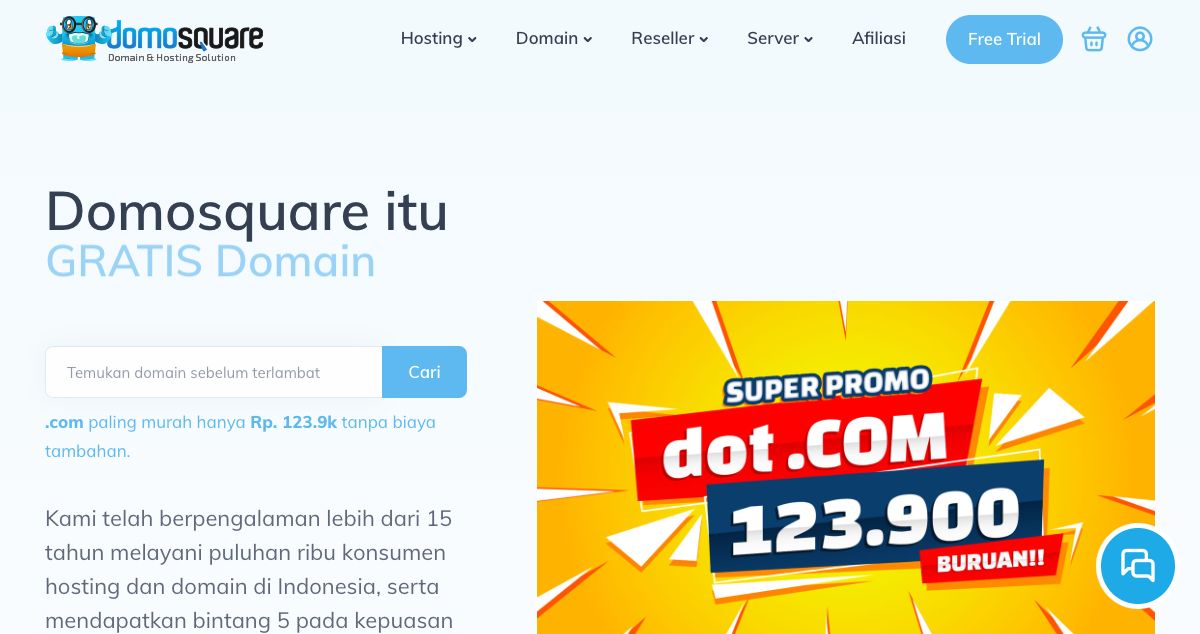 Homepage of DomoSquare hosting