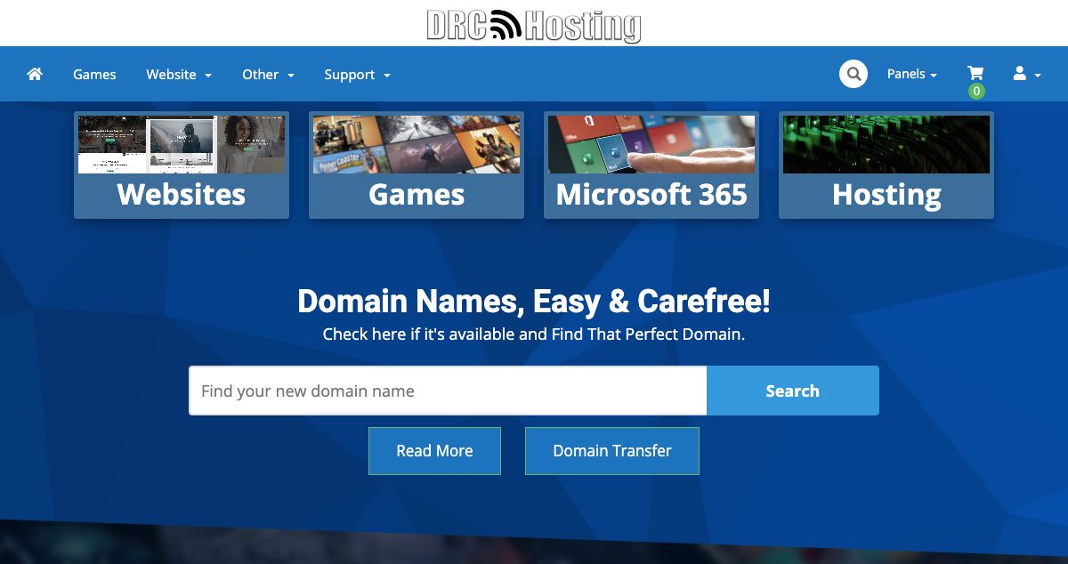 Homepage of DRC-Hosting hosting