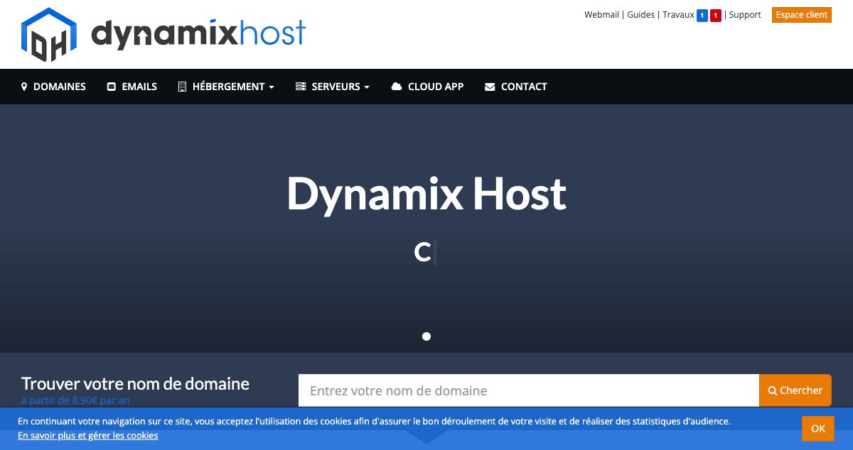 Homepage of Dynamix Host hosting