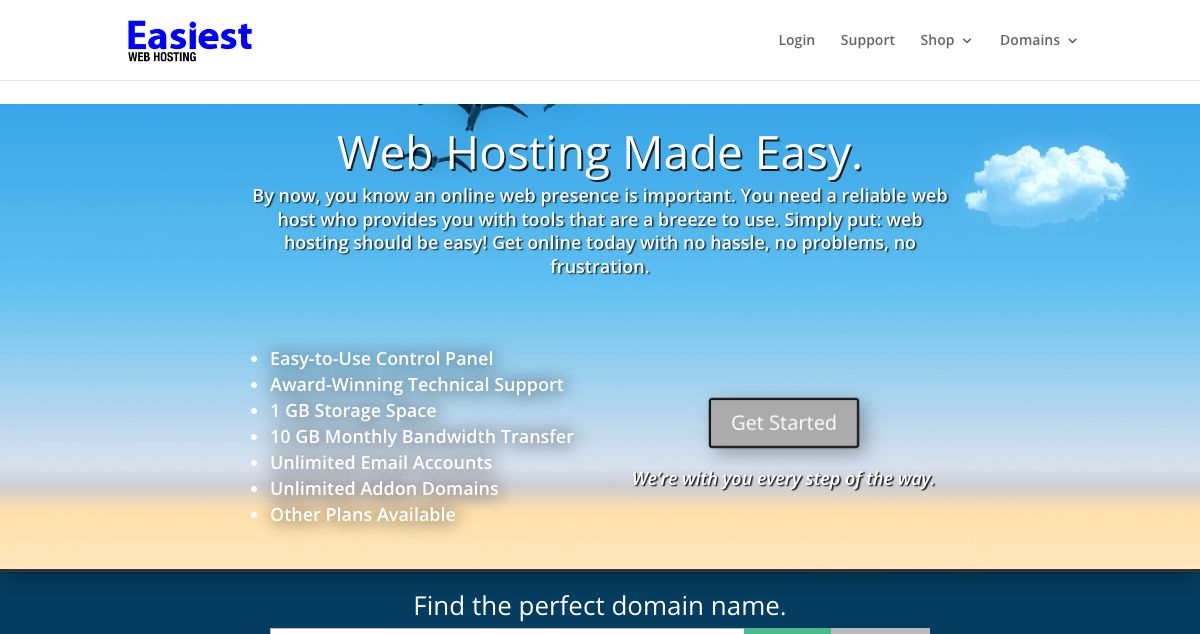 Homepage of Easiest Web Hosting hosting