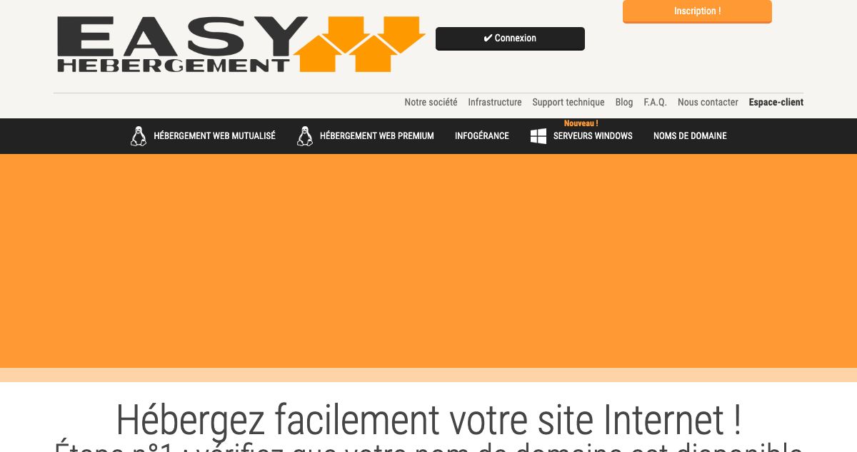 Homepage of Hébergement hosting