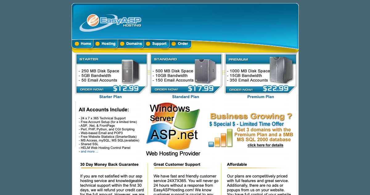 Homepage of Easy ASP Hosting hosting