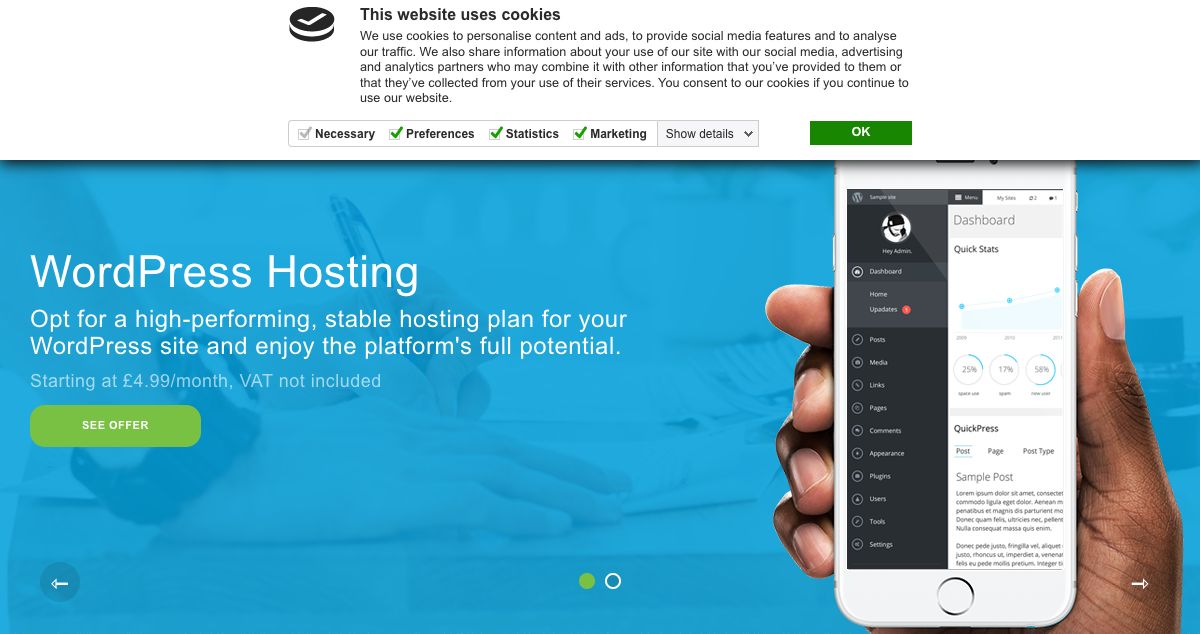 Homepage of Easyhost hosting