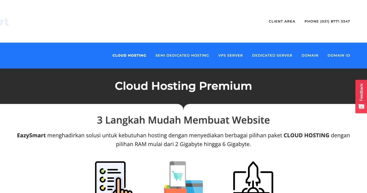 Homepage of EasySmart hosting