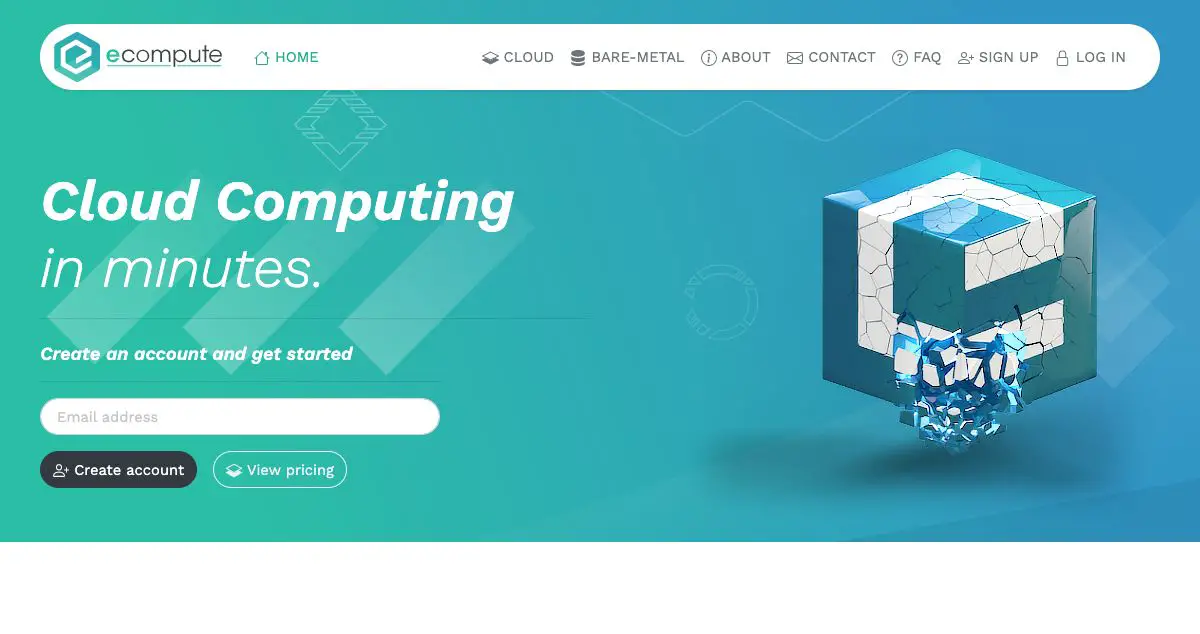 Homepage of eCompute hosting