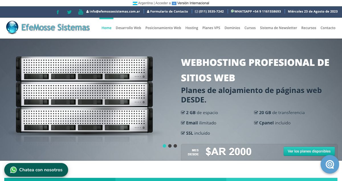 Homepage of Efemosse Sistemas hosting