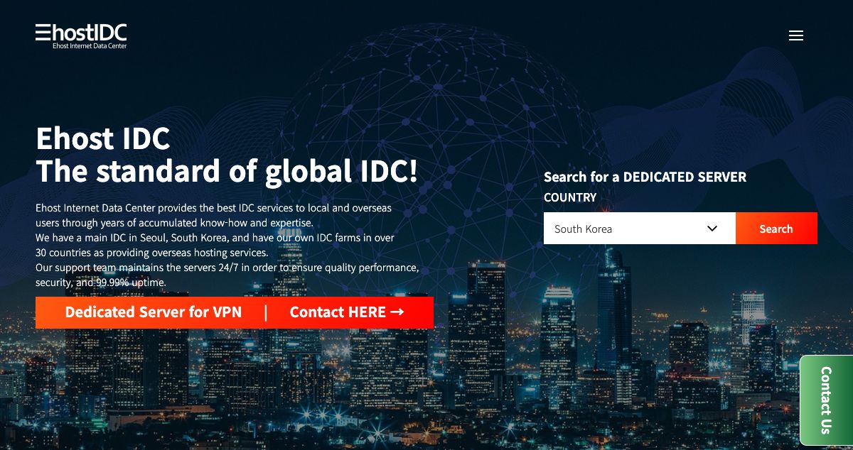 Homepage of Ehost Internet Data Center (Ehost IDC) hosting