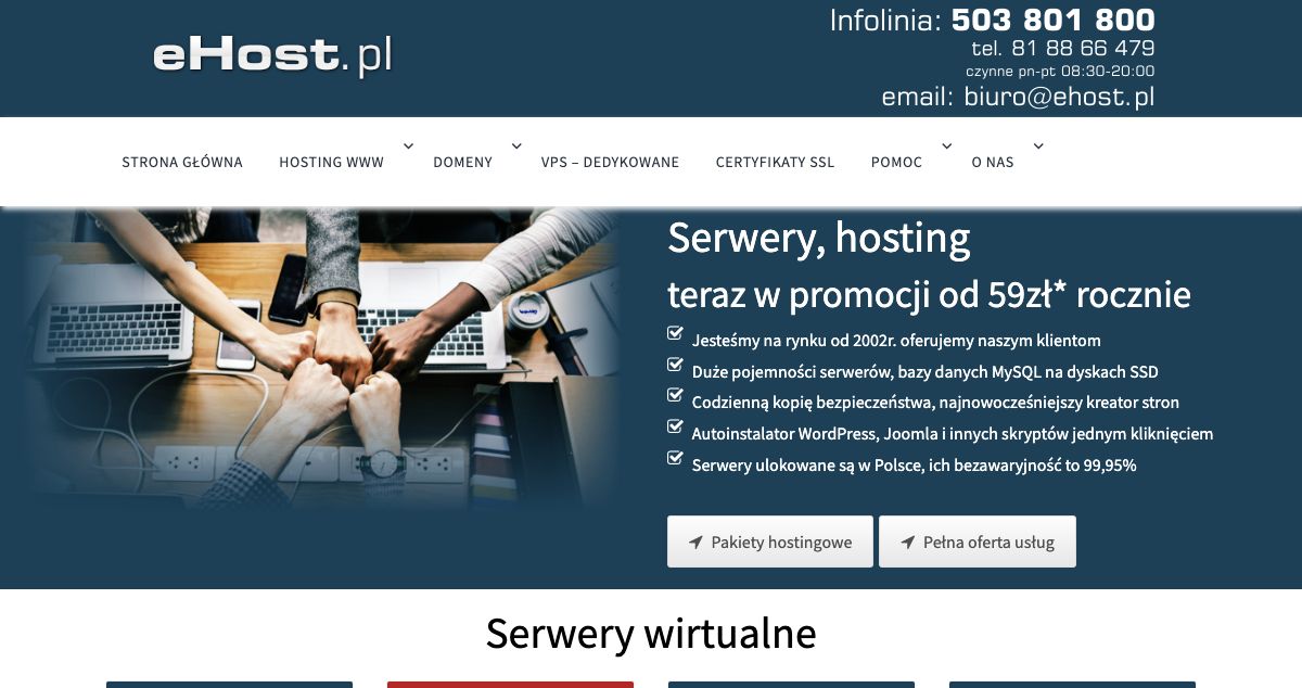 Homepage of eHOST.pl hosting