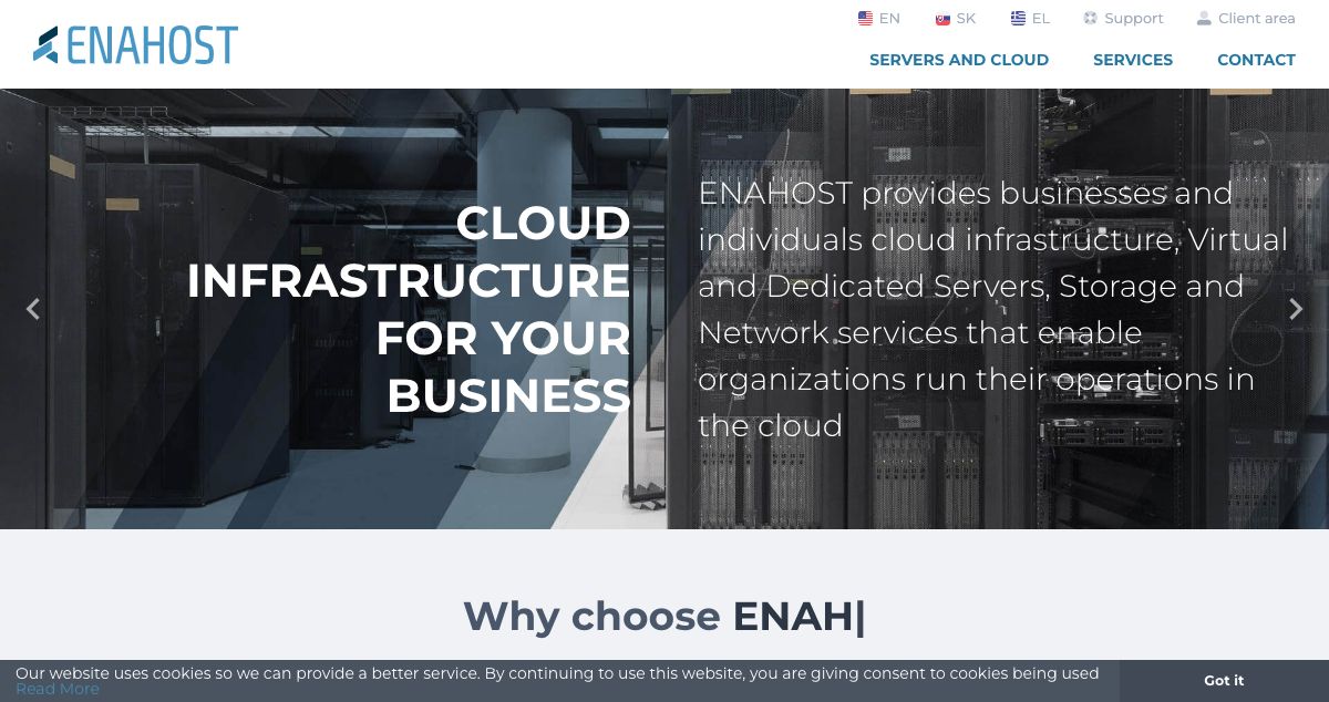 Homepage of ENAHOST hosting