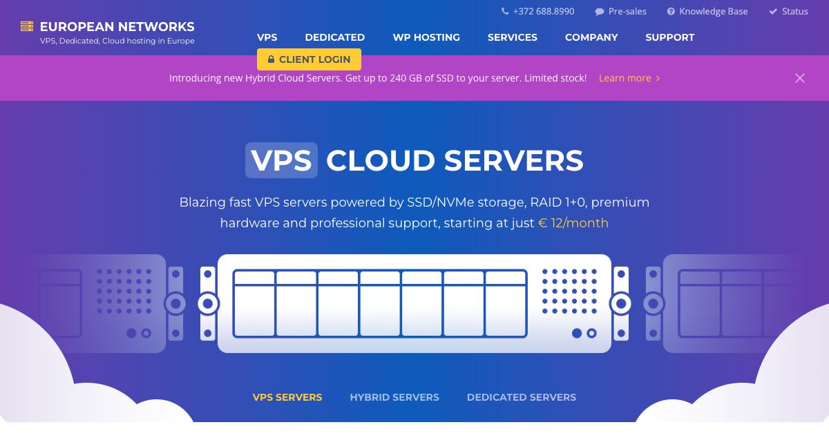 Homepage of European Networks hosting