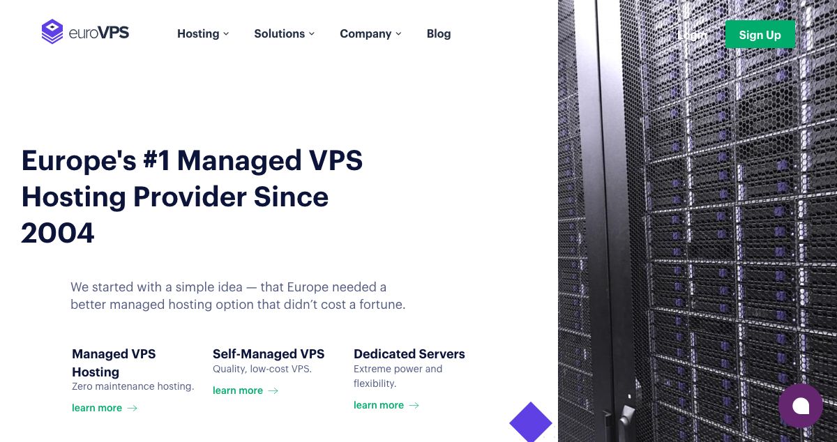 Homepage of EuroVPS hosting