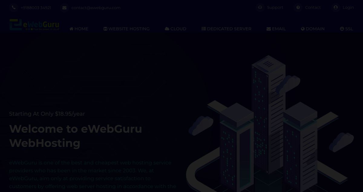 Homepage of eWebGuru hosting