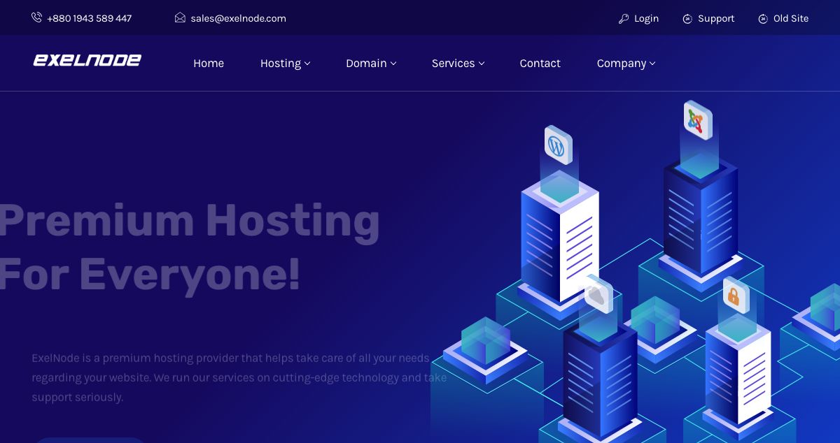 Homepage of EXELNODE hosting