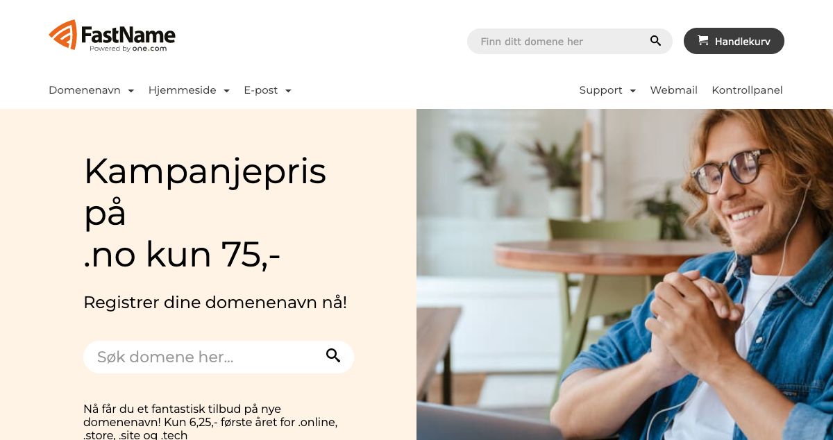Homepage of FastName.no hosting