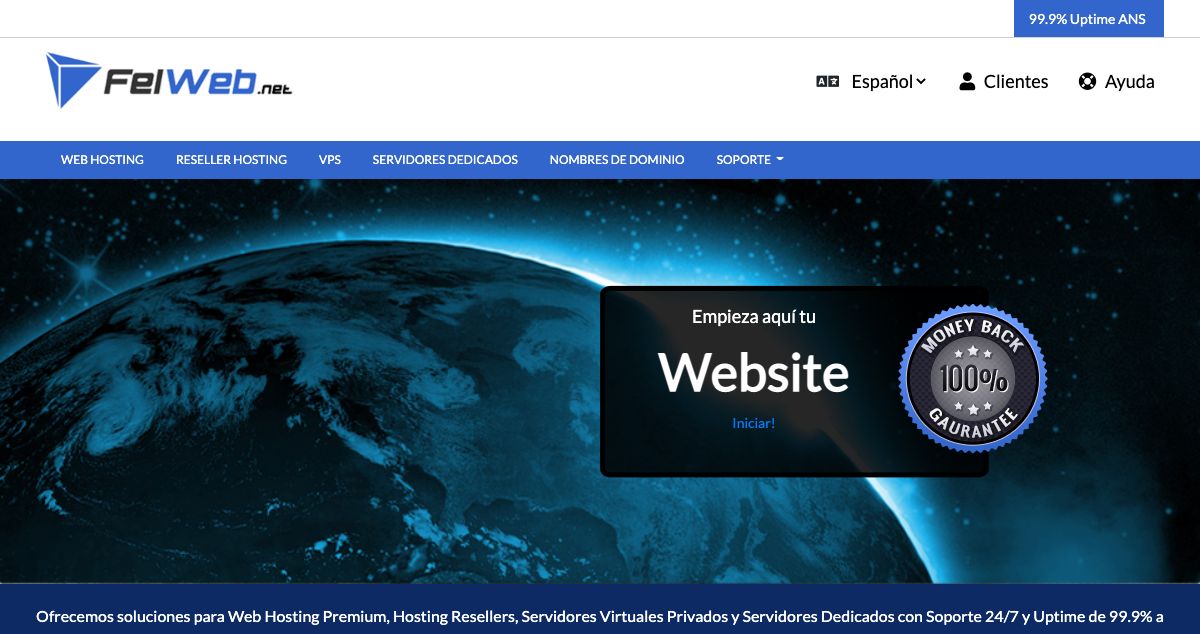 Homepage of FelWeb hosting