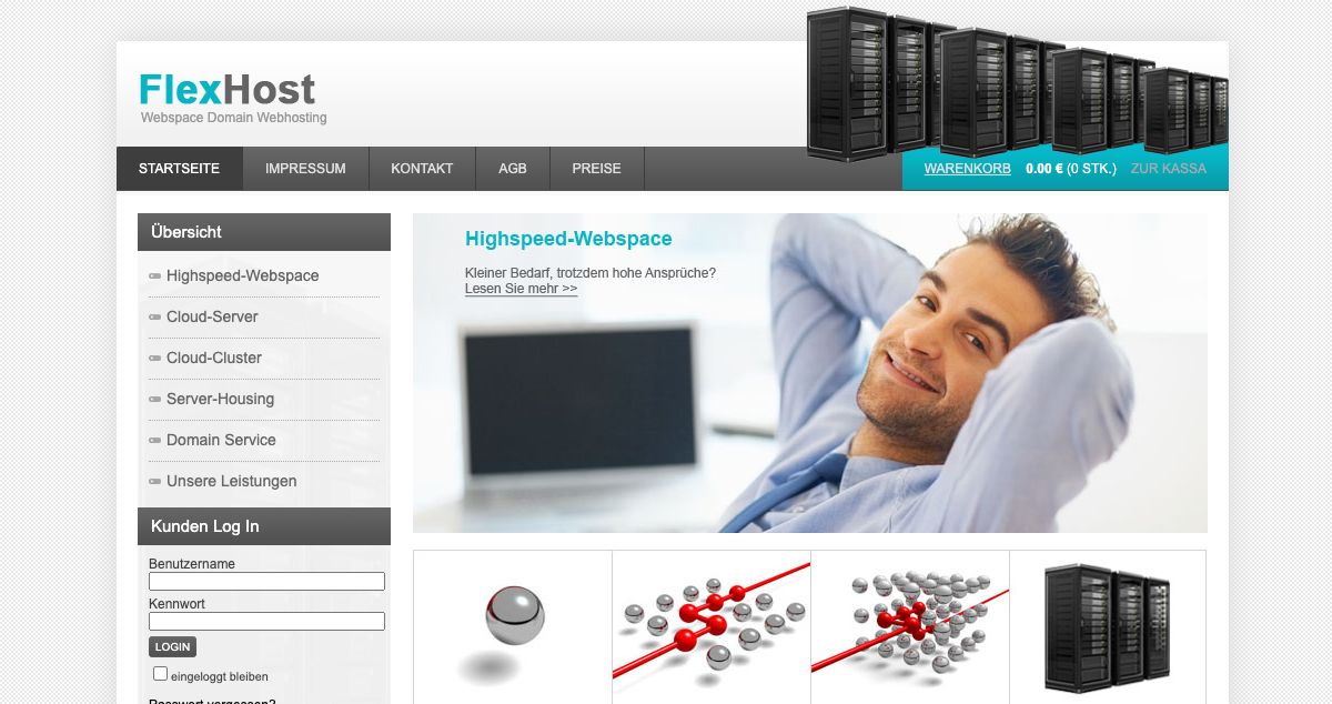 Homepage of FlexHost hosting