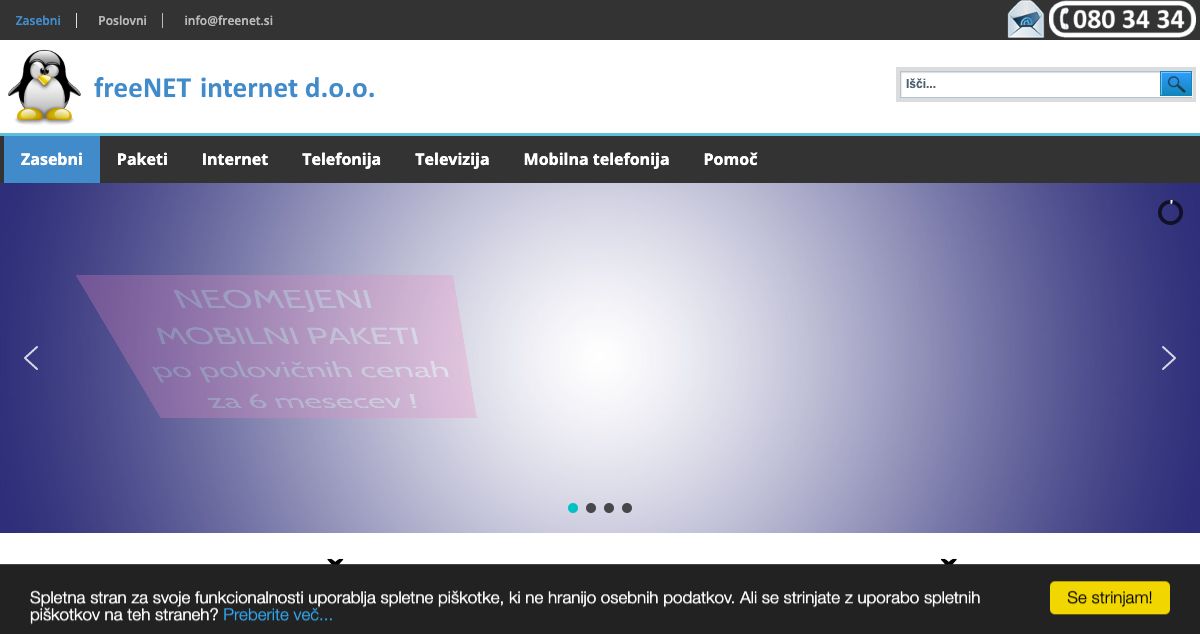 Homepage of freeNET hosting