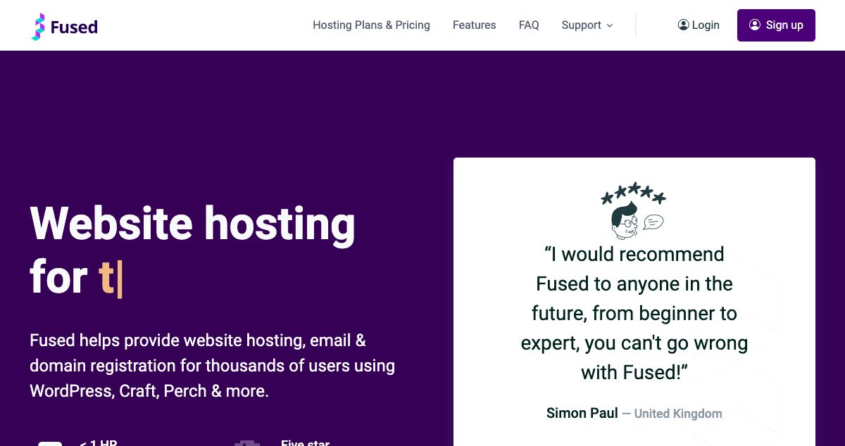 Homepage of Fused Network hosting