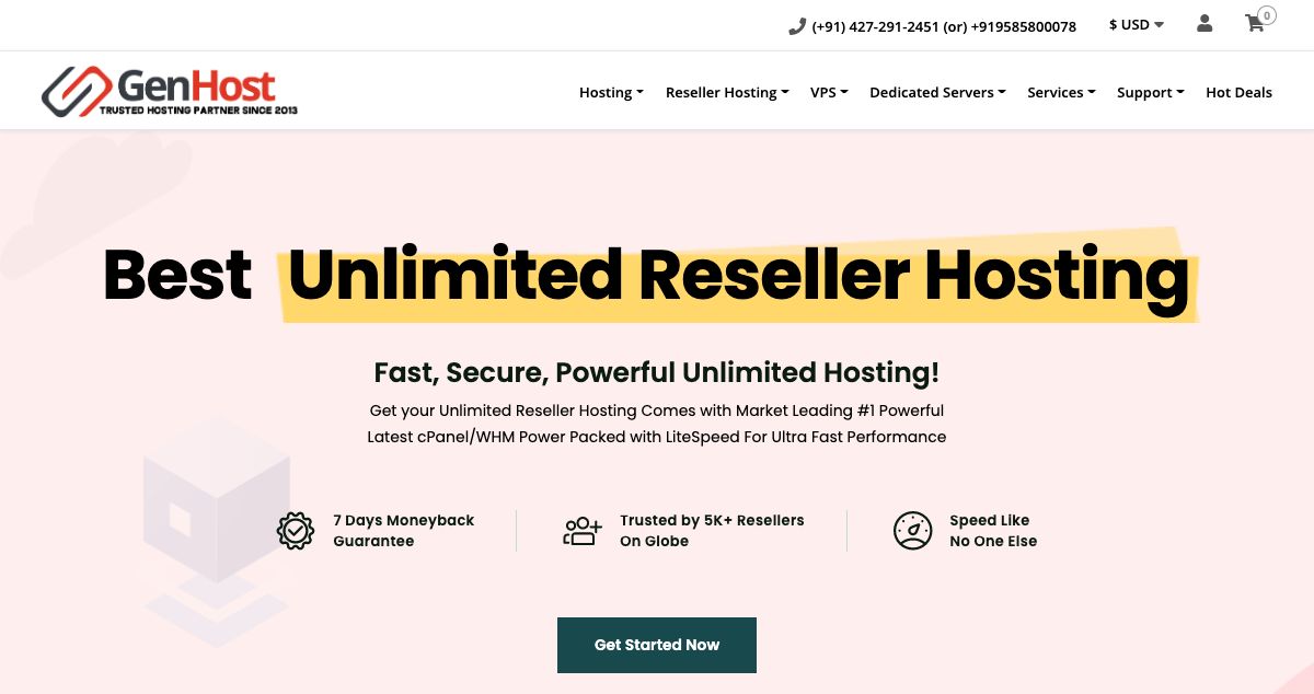 Homepage of Genhost Webhosting Solution hosting