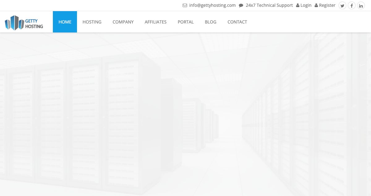 Homepage of GettyHosting hosting