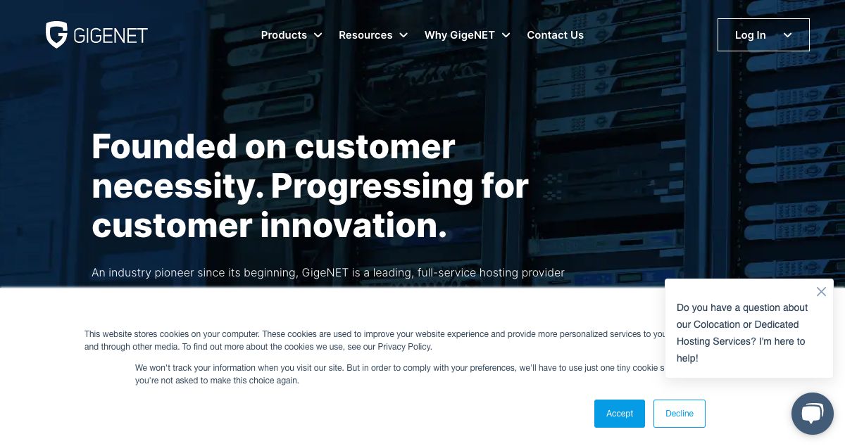 Homepage of GigeNET hosting