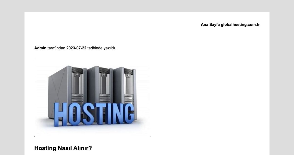 Homepage of Global Hosting hosting