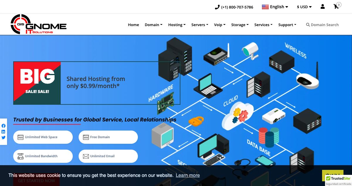 Homepage of GNOME IT SOLUTIONS LLC hosting