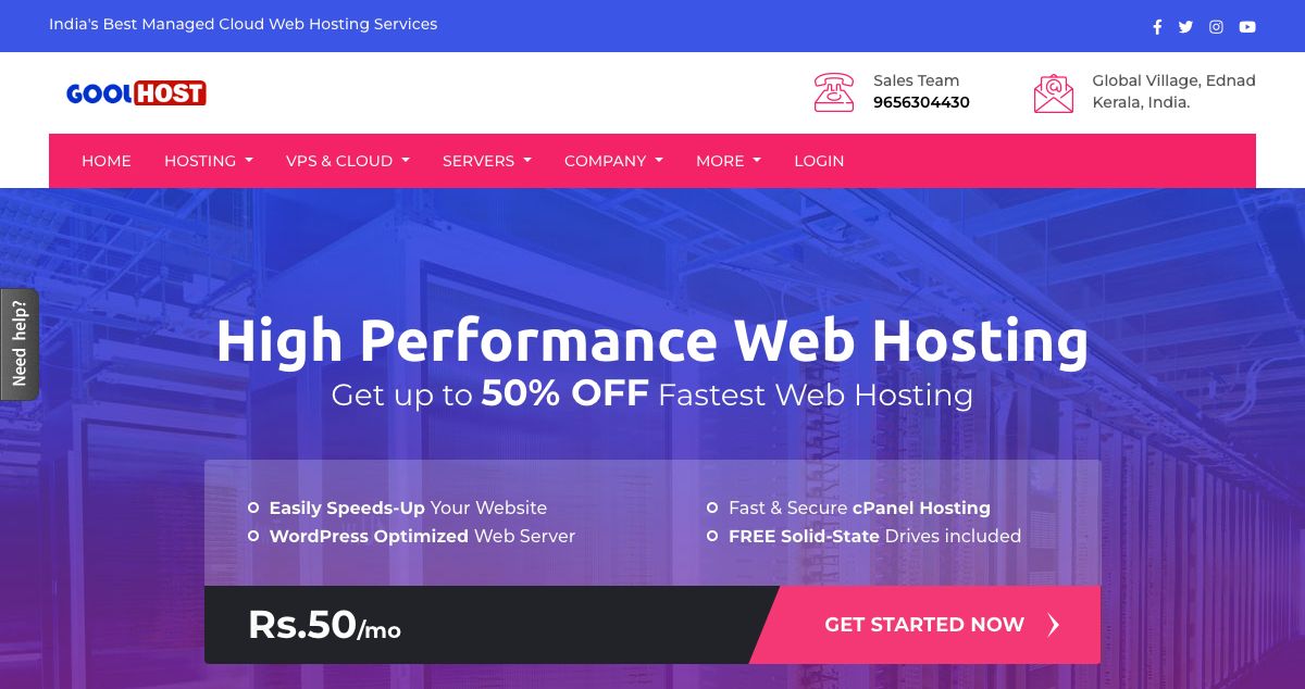 Homepage of GOOLHOST hosting