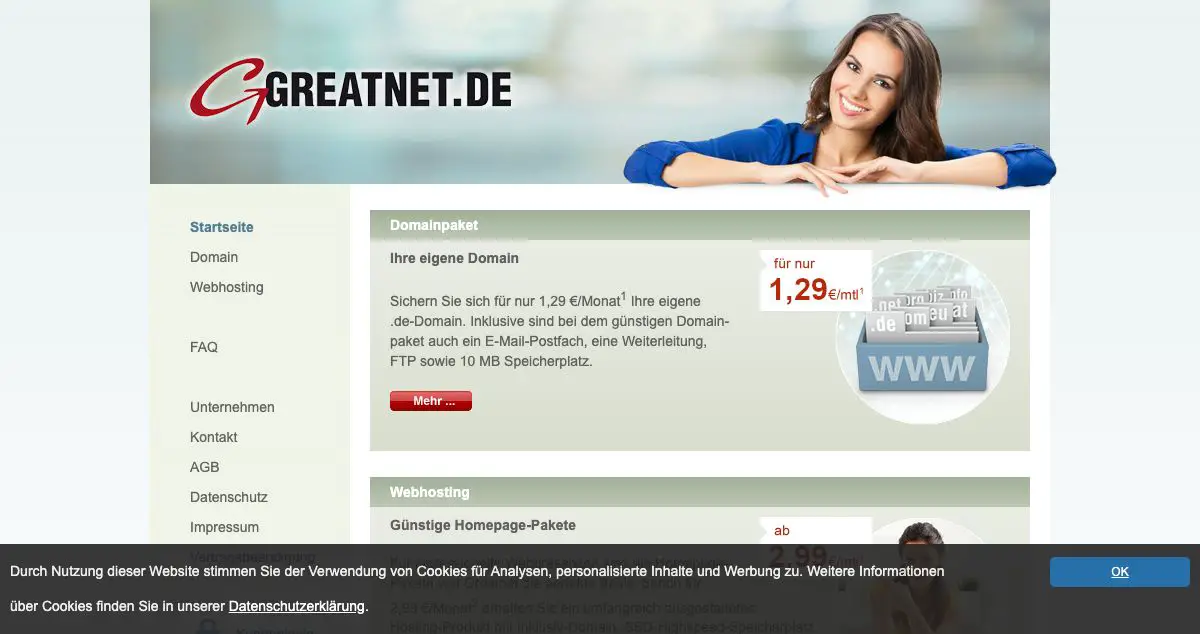 Homepage of Greatnet hosting
