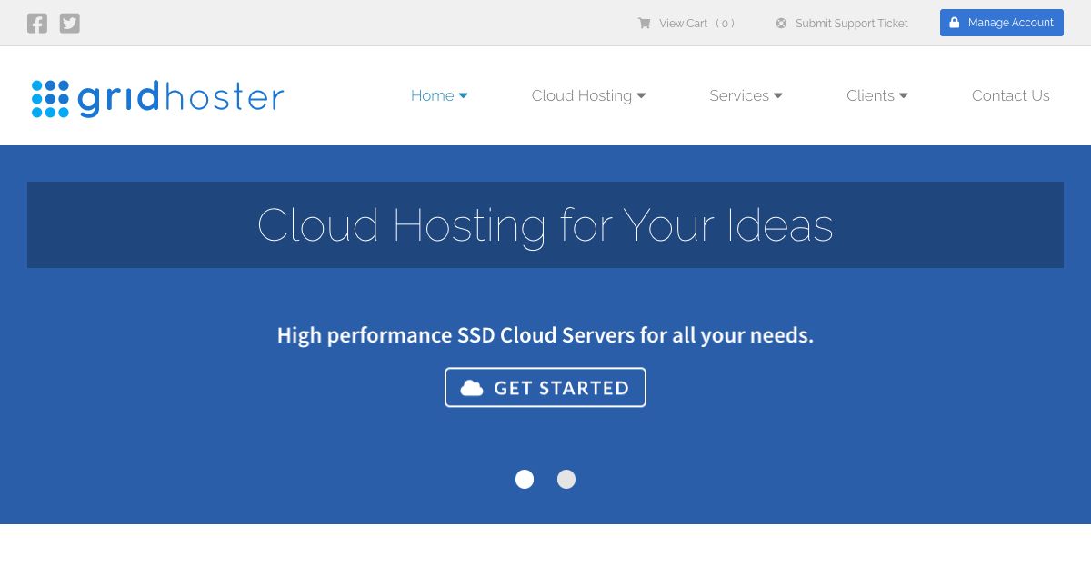 Homepage of GridHoster.com hosting