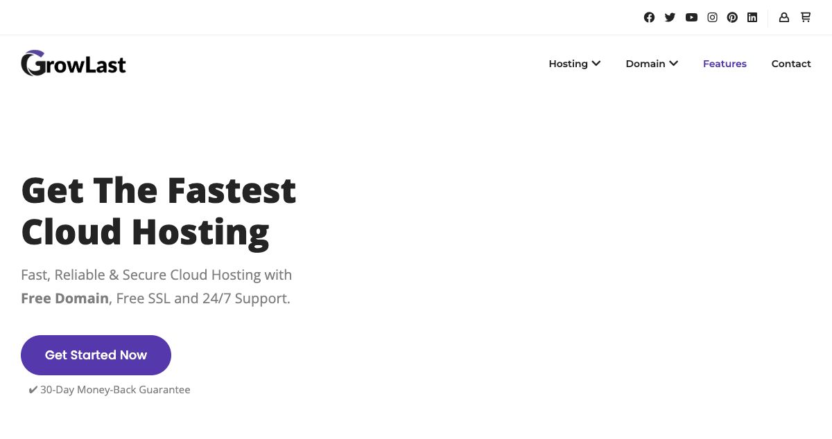 Homepage of GrowLast hosting