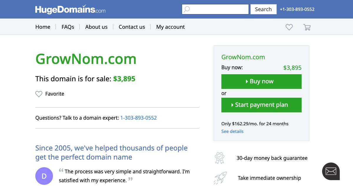 Homepage of Grownom hosting