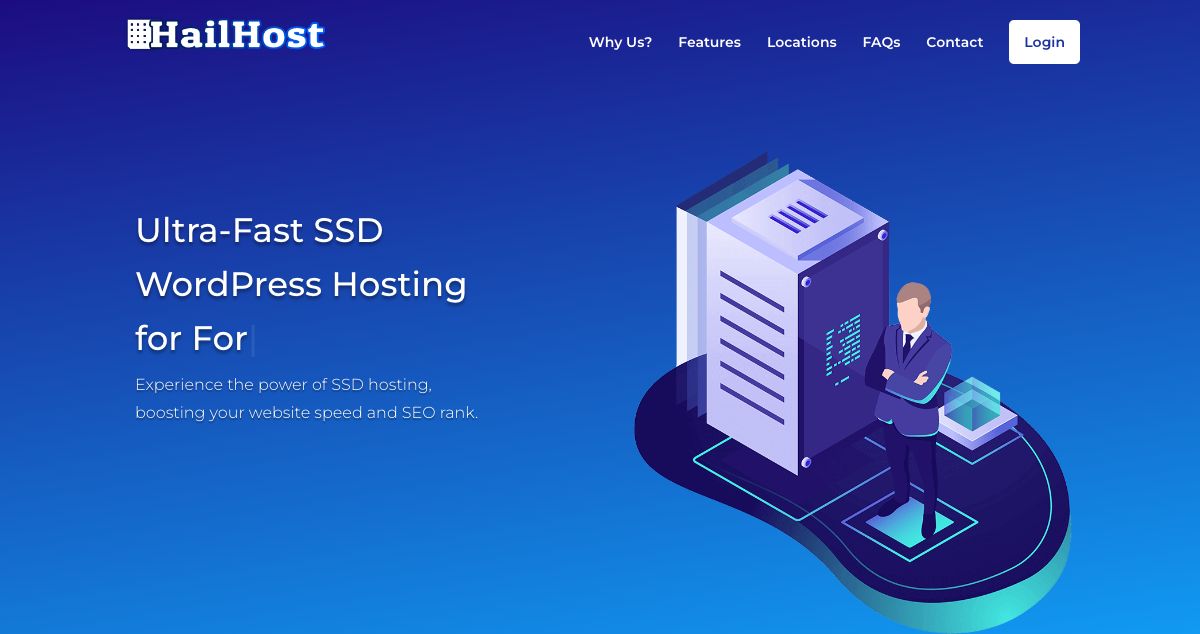 Homepage of HailHost hosting