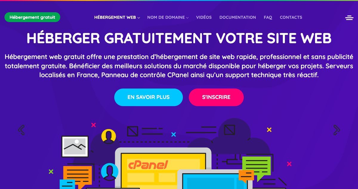 Homepage of Hébergement web gratuit hosting