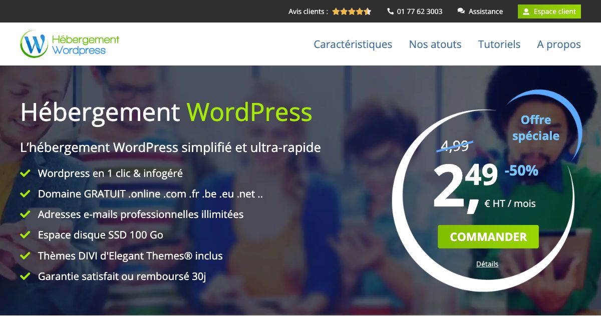 Homepage of Hébergement WordPress hosting