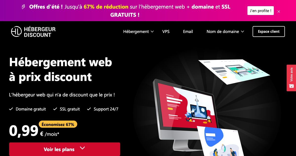 Homepage of Hebergeur discount hosting