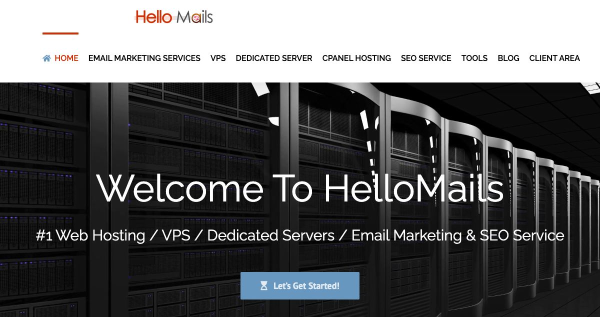 Homepage of HelloMails hosting