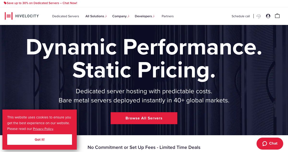 Homepage of Hivelocity hosting