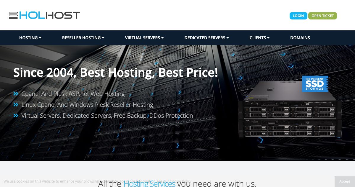 Homepage of HolHost.com hosting